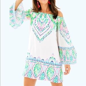 Lilly Pulitzer Nevie Off Shoulder Dress in Coconut Coast Size Small